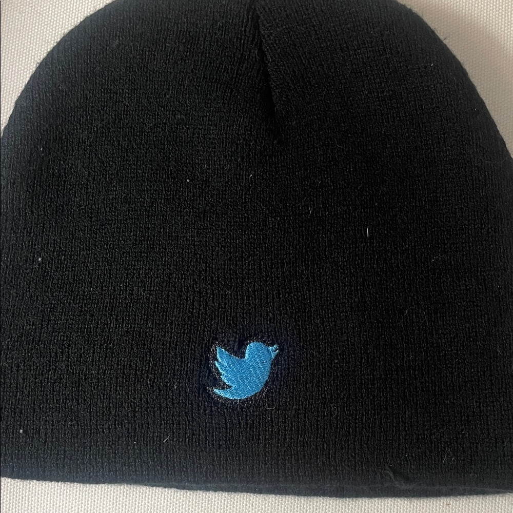 Black Beanie with Blue Bird Logo